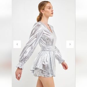 NEW ❤️ Endless Rose Snakeskin print Silver Romper Medium NWT shorts onesie Short